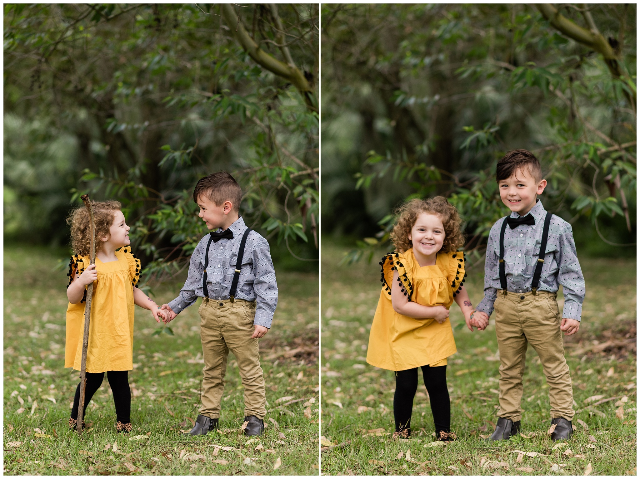 little boy and girl holding hands and laughing at kanapaha botanical gardens gainesville fl 