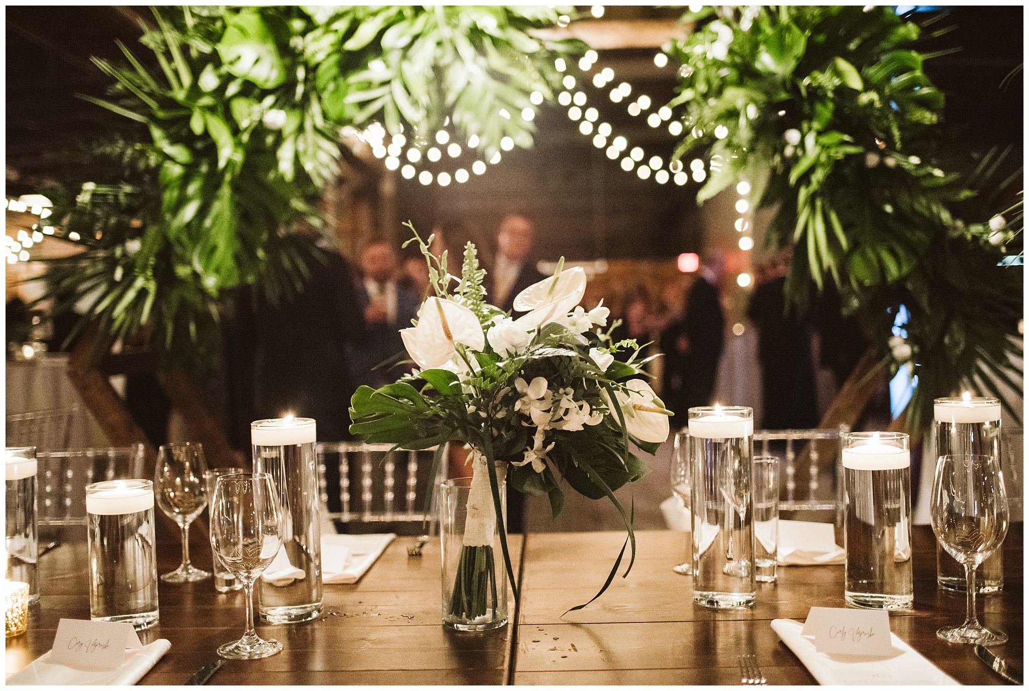 modern and trendy botanical reception decor jacksonville fl wedding at the glass factory