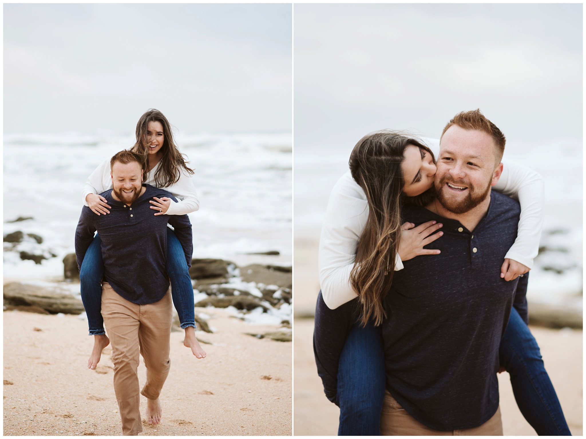 sweethearts playing at the beach in St Augustine Engagement Session